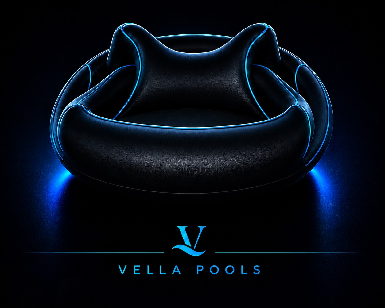 Stilisierte Illustration in VELLA POOLS Markenfarben (Stimmungsbild)
