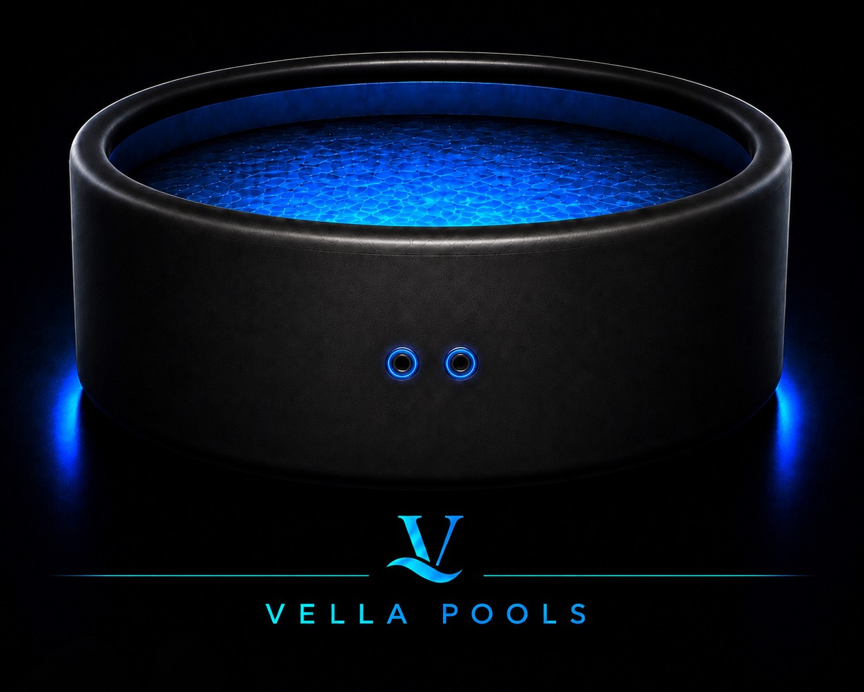 VELLA POOLS Aufstellpool mit beleuchtetem Wasser, Frontansicht (Stimmungsbild)