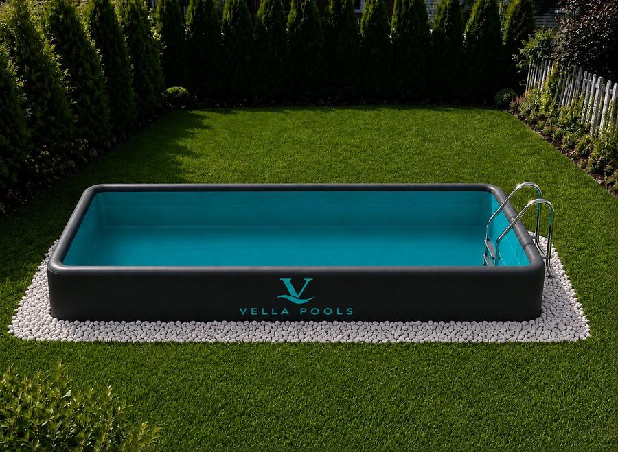 Rechteckiger VELLA POOLS Einlass-Pool im Boden (Symbolbild, KI-generiert)